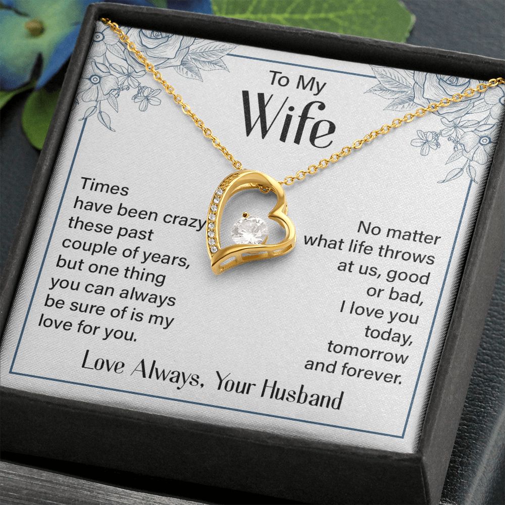 To My Wife Necklace from Husband, Personalized Necklace for Women, Luxury Necklace for Wife from Man Men, Wedding Anniversary Present For Wife, Beautiful Wife Jewelry Christmas Birthday Gift For Wife20 Forever Love Necklace