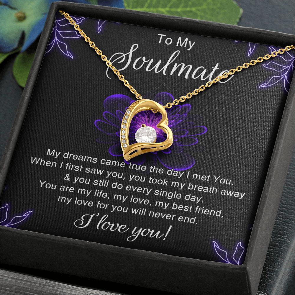 To My Soulmate Necklace for Women Birthday Christmas Jewelry Gifts For My Wife with Message Card Box Personalized Gift Present Pendant for Future Wife Soulmate Girlfriend Love 7 Forever Love Necklace