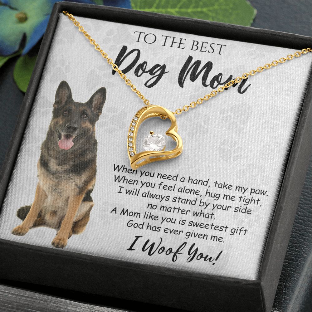 To The Best German Shepherd Dog Mom Knot Necklace Mother's Day Gift , I Woof You Quote Gift Card, Message Card Jewelry For Dog Lovers, Necklace For Mom Forever Love Necklace