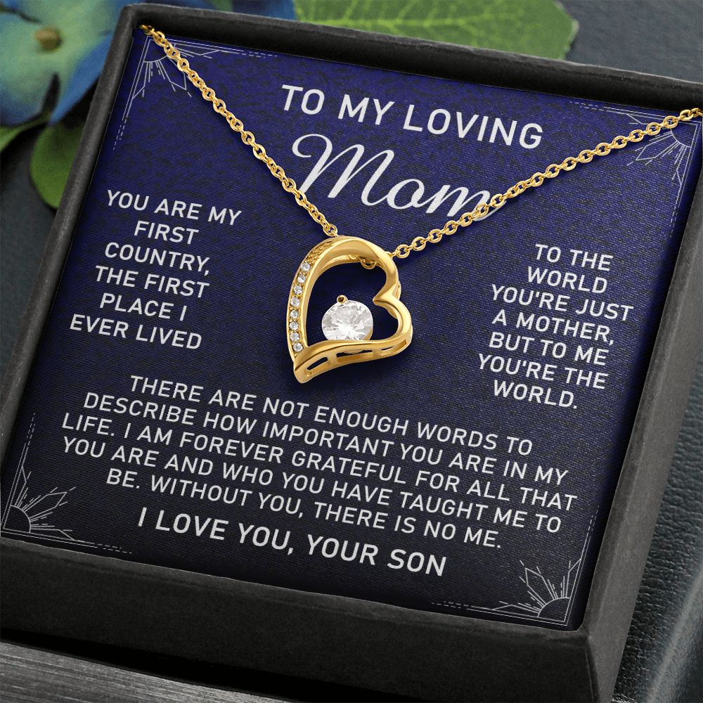 To My Loving Mom Necklace, Gift for Mom from Son, Mother's Day Jewelry Gift, Necklace for Mom Birthday Anniversary Mother's Day Jewelry Gift, To My Mom Necklace from Son Forever Love Necklace