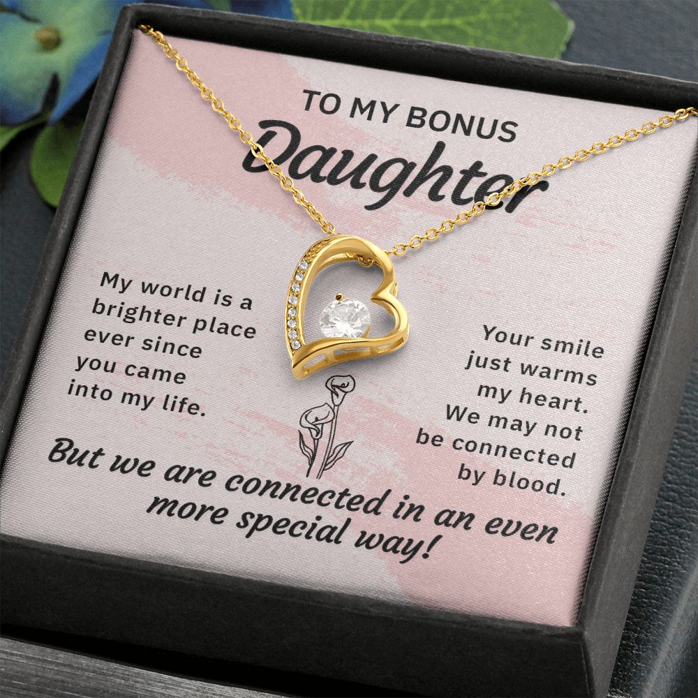 Bonus Daughter Gifts From Stepdad, Step Daughter Gifts From Stepmom, Stepdaughter Gifts From Stepdad, Father Stepdaughter Necklace, To My Bonus Daughter Necklaces, Christmas Gifts For Bonus11 Forever Love Necklace