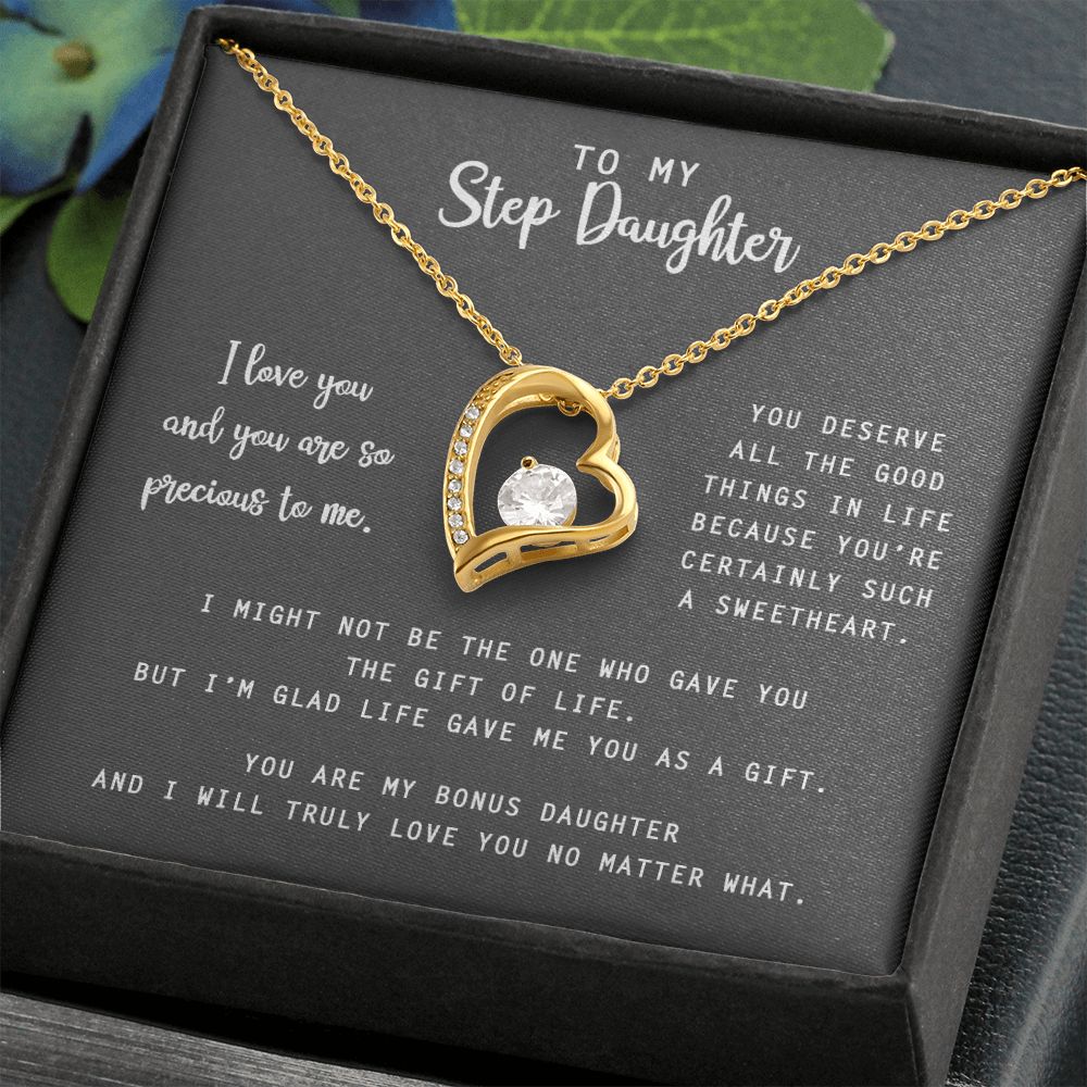 to My Step Daughter Necklace from Stepdad Bonus Daughters Birthday Xmas Congrats (1) Forever Love Necklace