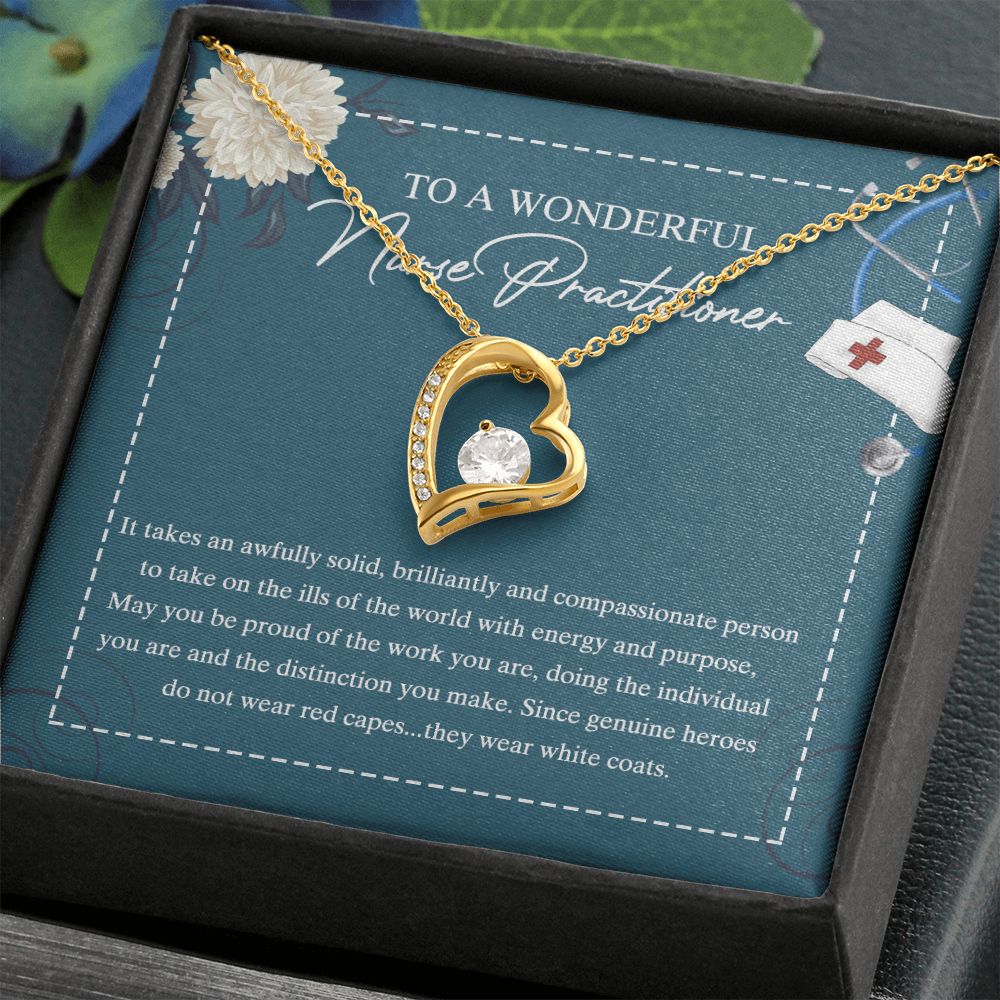 To My Nurse Practitioner Necklace with Box Message Card, Gift For Nurse Jewelry Congrats Graduation Pendants Gift For Daughter, Granddaughter, Niece, Sister Forever Love Necklace
