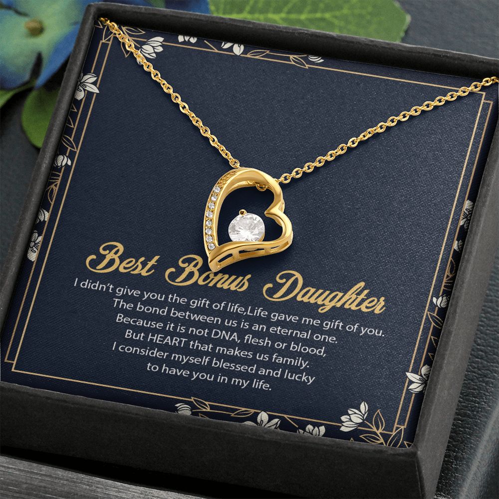 Bonus Daughter Gifts From Stepdad, Step Daughter Gifts From Stepmom, Stepdaughter Gifts From Stepdad, Father Stepdaughter Necklace, To My Bonus Daughter Necklaces, Christmas Gifts For Bonus8 Forever Love Necklace