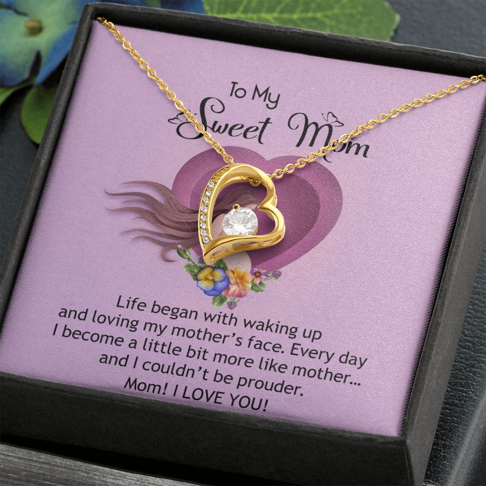 To My Sweet Mom, Sweet Mom Necklace Pendant, Mothers Day Gifts, Gift For Sweet Mom, New Mom Gifts Forever Love Necklace