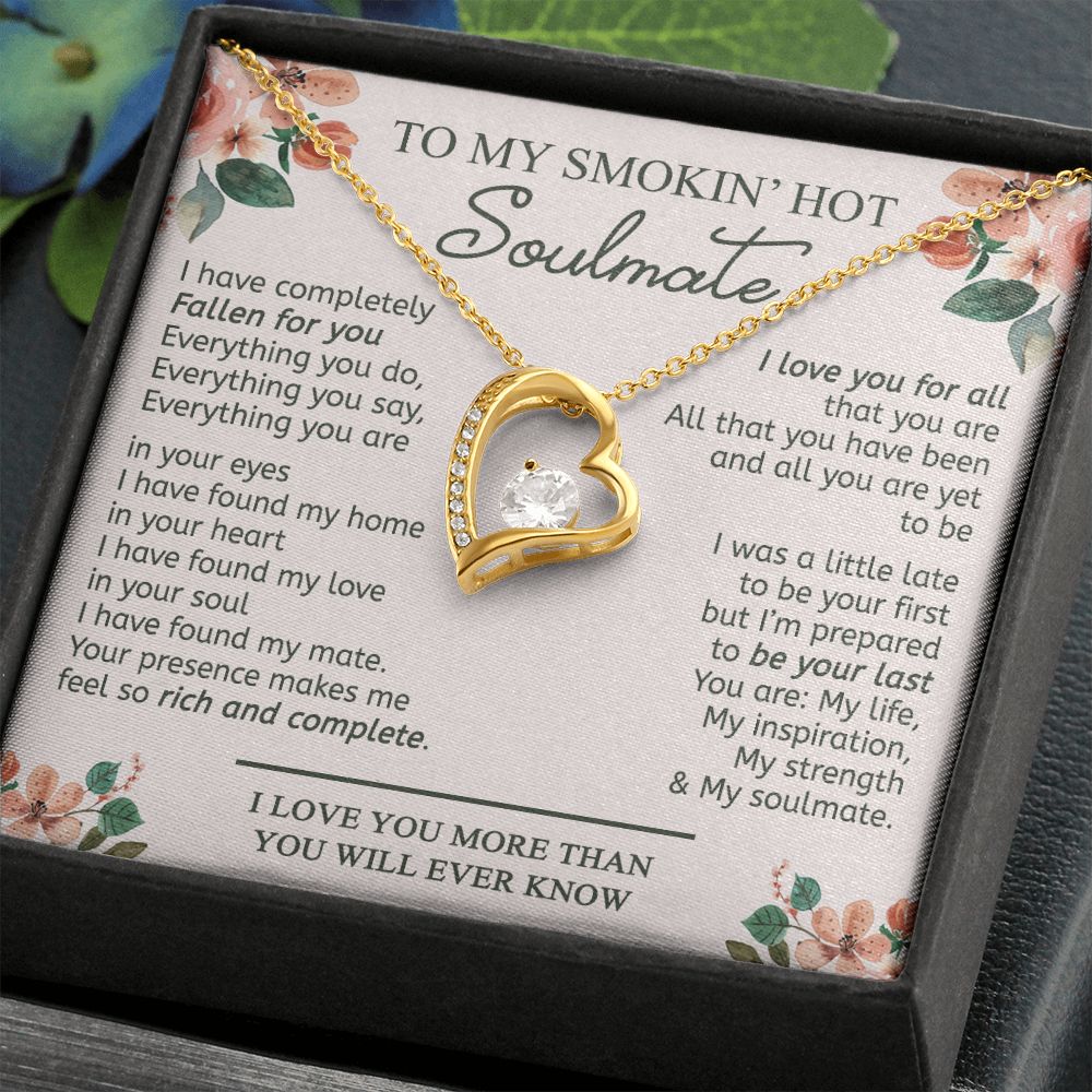 To My Smokin Hot Soulmate Necklace - Wife Gifts From Husband To My Wife Necklace, Gift for Her Romantic, Girlfriend Gifts Necklace for Wife from Men Includes Message Card and Gift Box 20 Forever Love Necklace