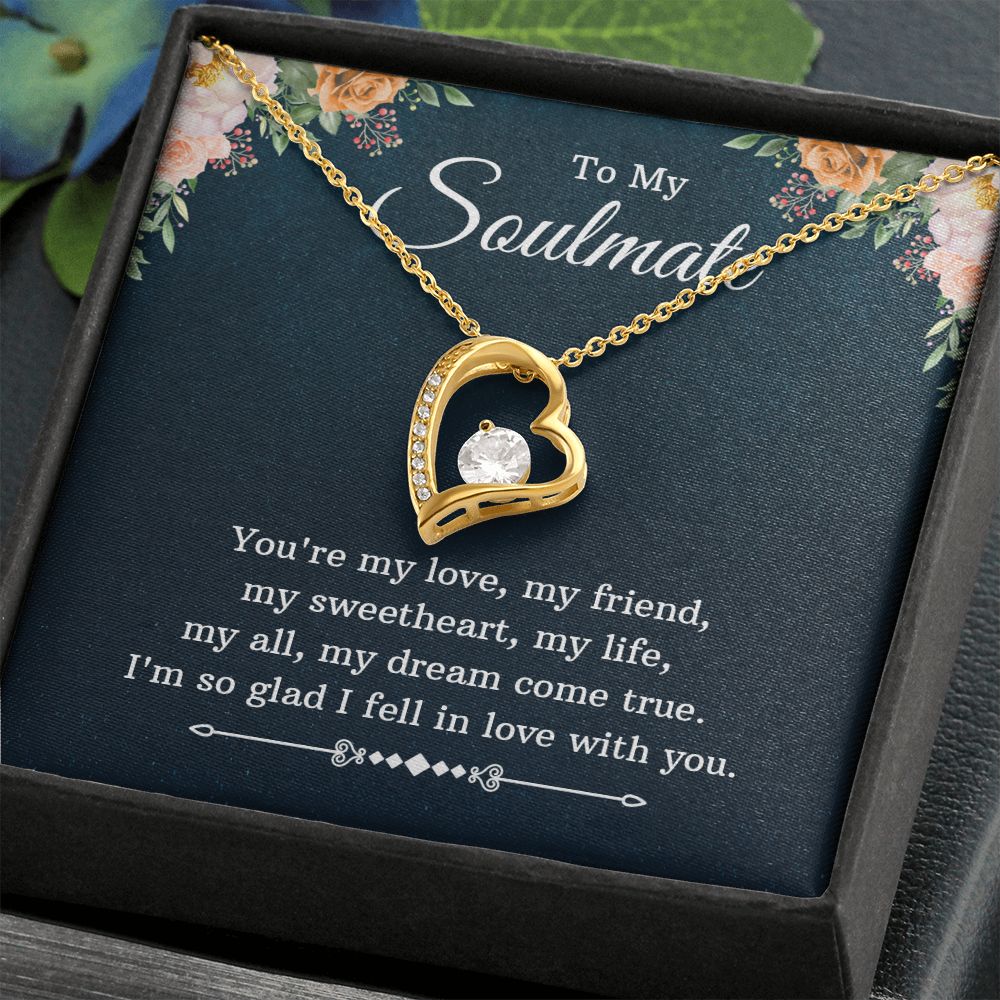 To My Soulmate Necklace for Women Birthday Christmas Jewelry Gifts For My Wife with Message Card Box Personalized Gift Present Pendant for Future Wife Soulmate Girlfriend Love 10 Forever Love Necklace