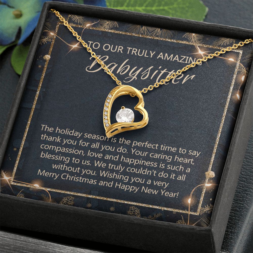 Babysitter Christmas Necklace Gift, Babysitter Gift, Christmas Babysitter Gift from Family, Merry Christmas Day Gift, Holiday Gift, Babysitter Necklace for Women 301 Forever Love Necklace
