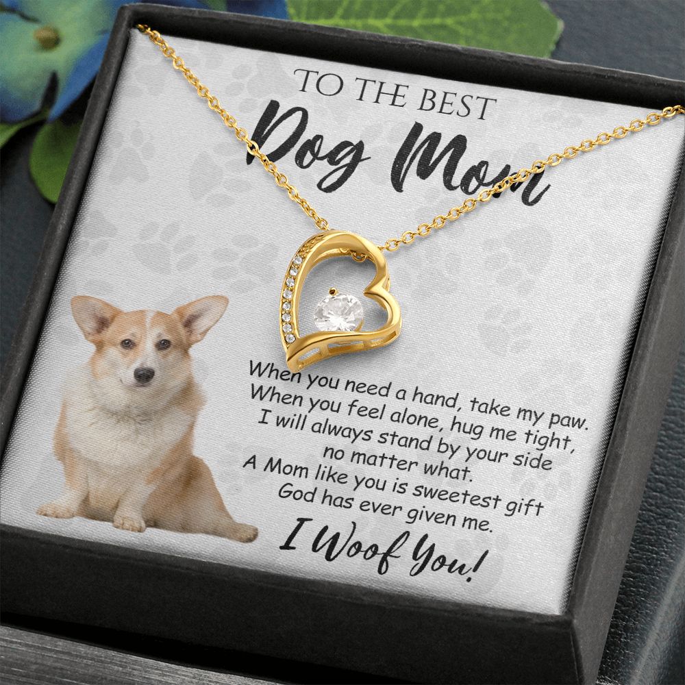 To The Best Corgi Dog Mom Knot Necklace Mother's Day Gift , I Woof You Quote Gift Card, Message Card Jewelry For Dog Lovers, Necklace For Mom Forever Love Necklace