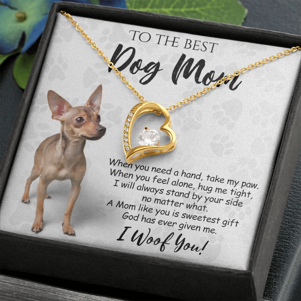 To The Best Chihuahua Dog Mom Knot Necklace Mother's Day Gift , I Woof You Quote Gift Card, Message Card Jewelry For Dog Lovers, Necklace For Mom Forever Love Necklace