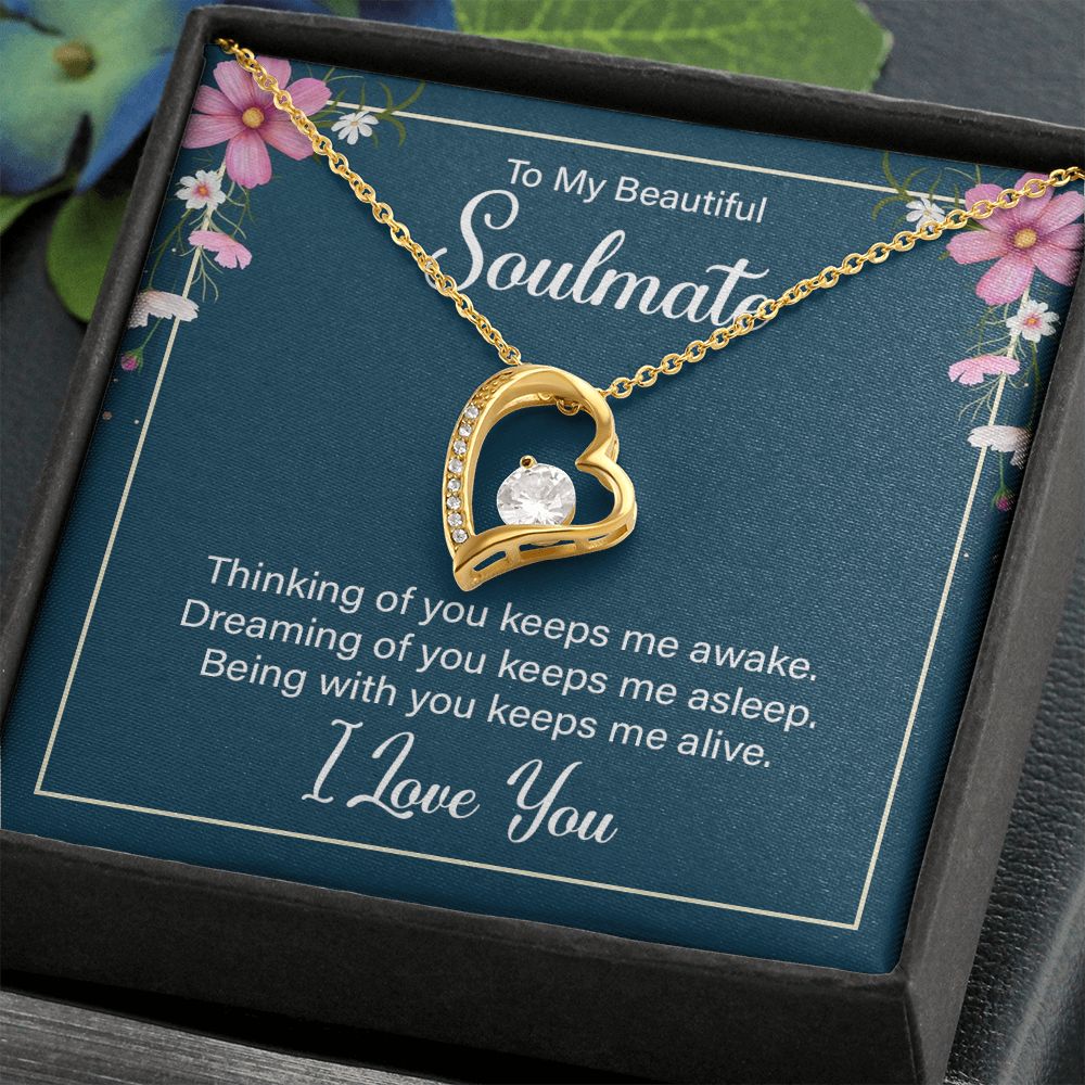 To My Soulmate Necklace for Women Birthday Christmas Jewelry Gifts For My Wife with Message Card Box Personalized Gift Present Pendant for Future Wife Soulmate Girlfriend Love 13 Forever Love Necklace