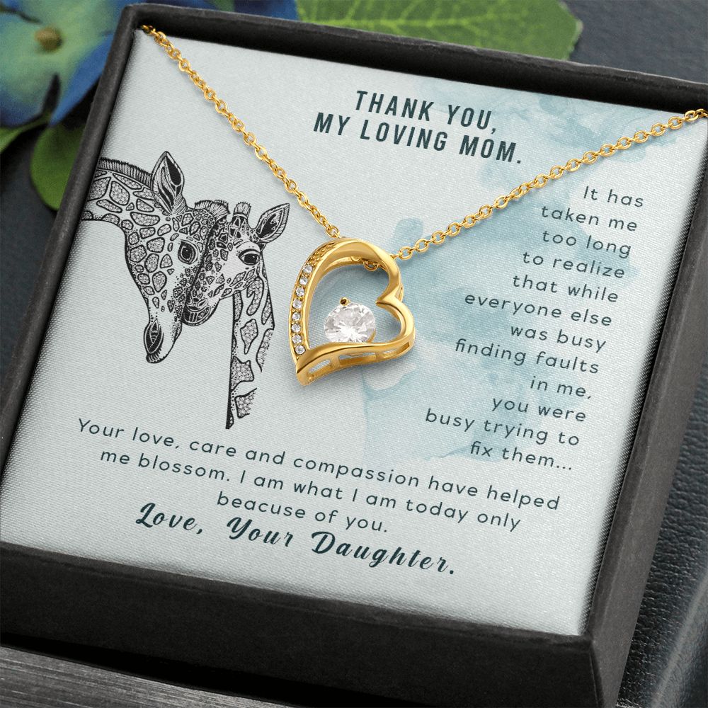 To My Thank You My Loving Mom Giraffe Necklace Pendant Gift From Mom Necklace Gift For To Daughter Birthday Daughter In Law Gift On Birthday Anniversary Gift 30821 Forever Love Necklace