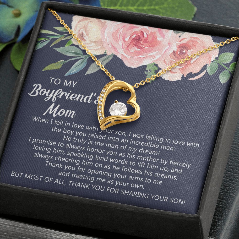 Personalized Gift for Boyfriends Mom, Boyfriends Mom Gift, Message Card Jewelry, To My Boyfriend's Mom Necklace with Message Card, Birthday Mother's Day Necklace for Boyfriend Mother Forever Love Necklace
