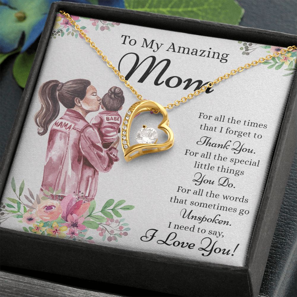 Mom Necklace Gifts for Mom from Daughter to Mom Gifts for Mothers Day from Daughter, To My Mom Necklace from Daughter to Mom Birthday Gifts Necklace with Message Card and Gift Box2240 Forever Love Necklace