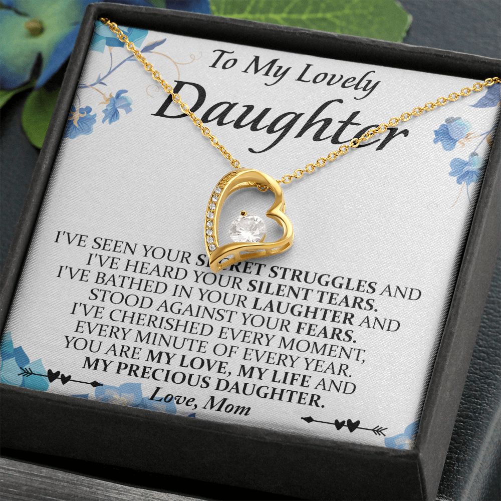 Mother and Daughter Necklace for Girls, To My Daughter Gift Necklace from Mom, Birthday Christmas Gift Graduation Gifts for Daughters, Jewelry Pendant Present for Daughter, Mother Daughter Gift 41 Forever Love Necklace