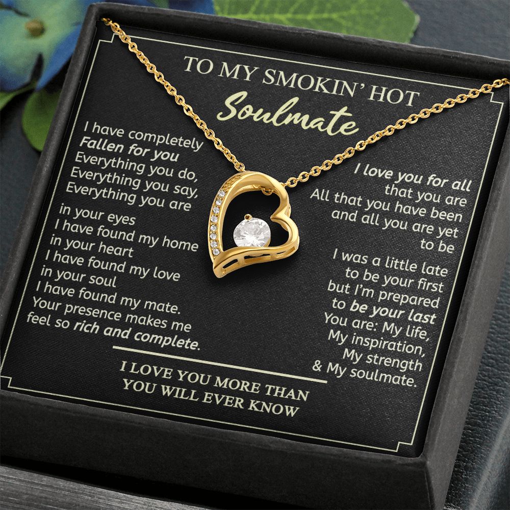 To My Smokin Hot Soulmate Necklace - Wife Gifts From Husband To My Wife Necklace, Gift for Her Romantic, Girlfriend Gifts Necklace for Wife from Men Includes Message Card and Gift Box 2 Forever Love Necklace