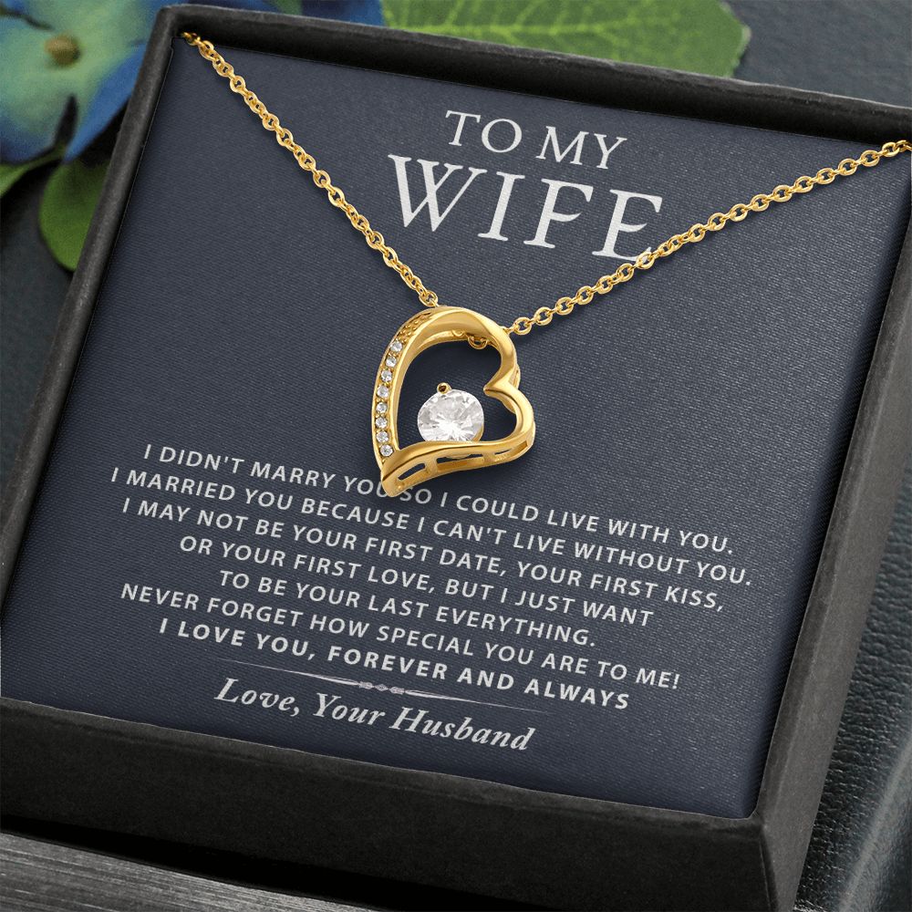 To My Wife Necklace from Husband, Personalized Necklace for Women, Luxury Necklace for Wife from Man Men, Wedding Anniversary Present For Wife, Beautiful Wife Jewelry Christmas Birthday Gift For Wife16 Forever Love Necklace
