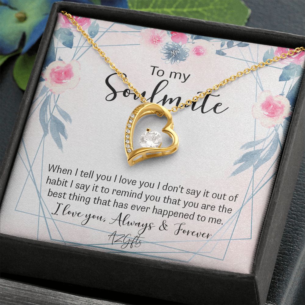 To My Soulmate Necklace for Women Birthday Christmas Jewelry Gifts For My Wife with Message Card Box Personalized Gift Present Pendant for Future Wife Soulmate Girlfriend Love Forever Love Necklace