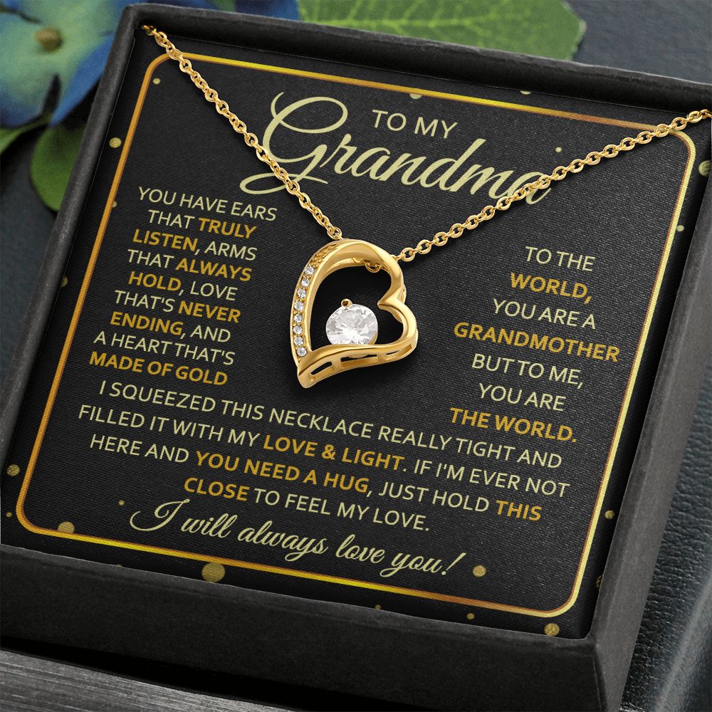 To My Grandma Necklace, Gift for Grandmother Necklace, Mothers Day Gift For Grandma Nana, Grandma Jewelry From Grandchildren GrandKids , Jewelry Box Gift For Grandma Grandmother7 Forever Love Necklace