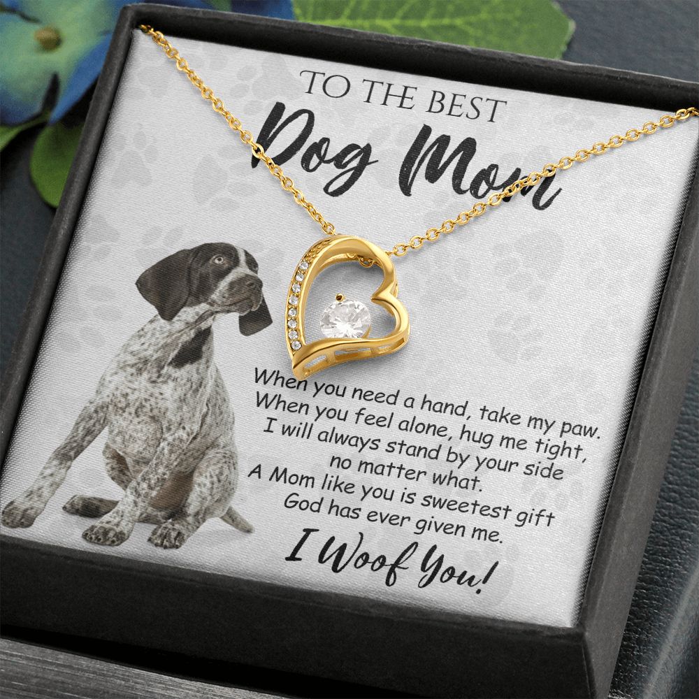 To The Best German Shorthaired Pointer Dog Mom Knot Necklace Mother's Day Gift , I Woof You Quote Gift Card, Message Card Jewelry For Dog Lovers, Necklace For Mom Forever Love Necklace