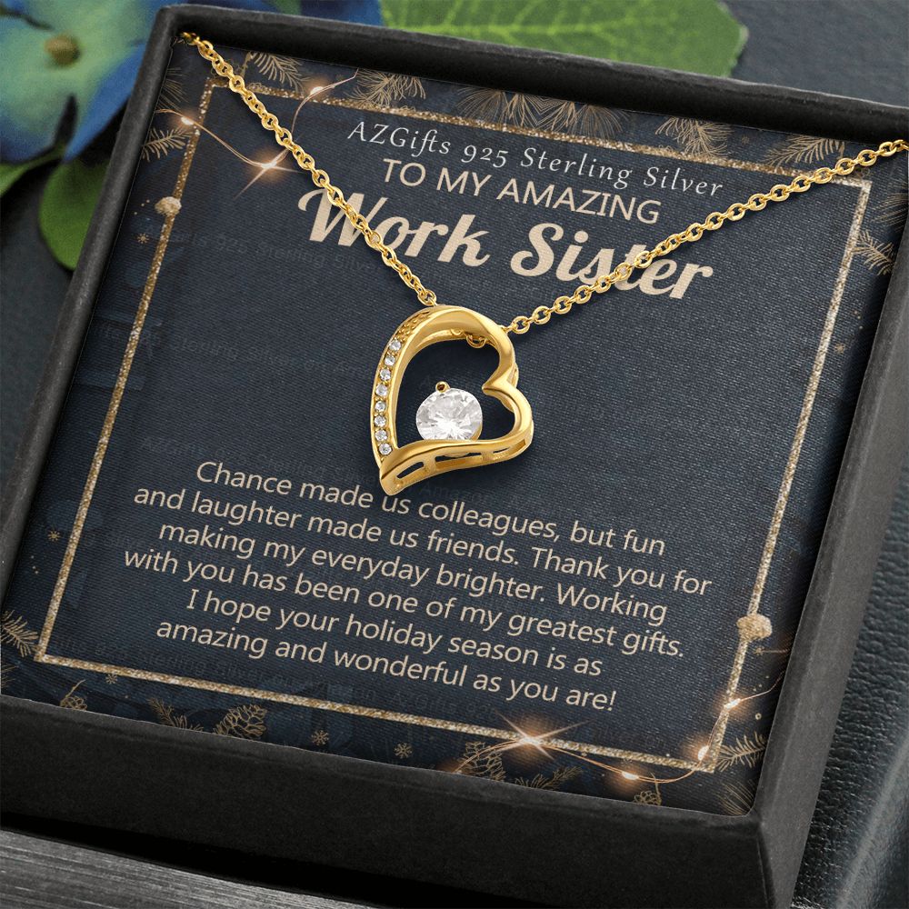 To My Work Sister Necklace Gift for Colleague Christmas Necklace for Work Sister from Co-Worker Christmas Pendant Gift for Colleague Christmas Jewelry Gift for Her Women 301 Forever Love Necklace