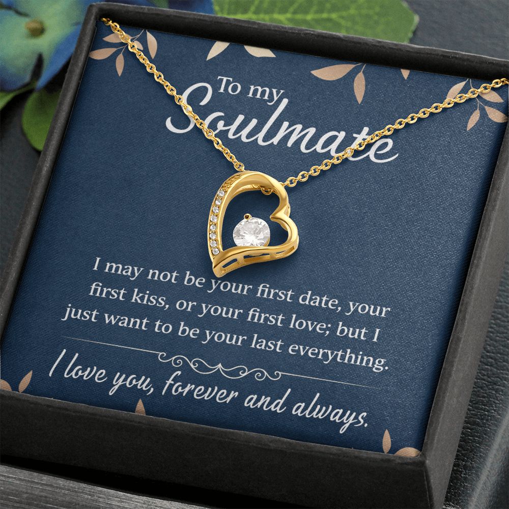 To My Soulmate Necklace for Women Birthday Christmas Jewelry Gifts For My Wife with Message Card Box Personalized Gift Present Pendant for Future Wife Soulmate Girlfriend Love 21 Forever Love Necklace