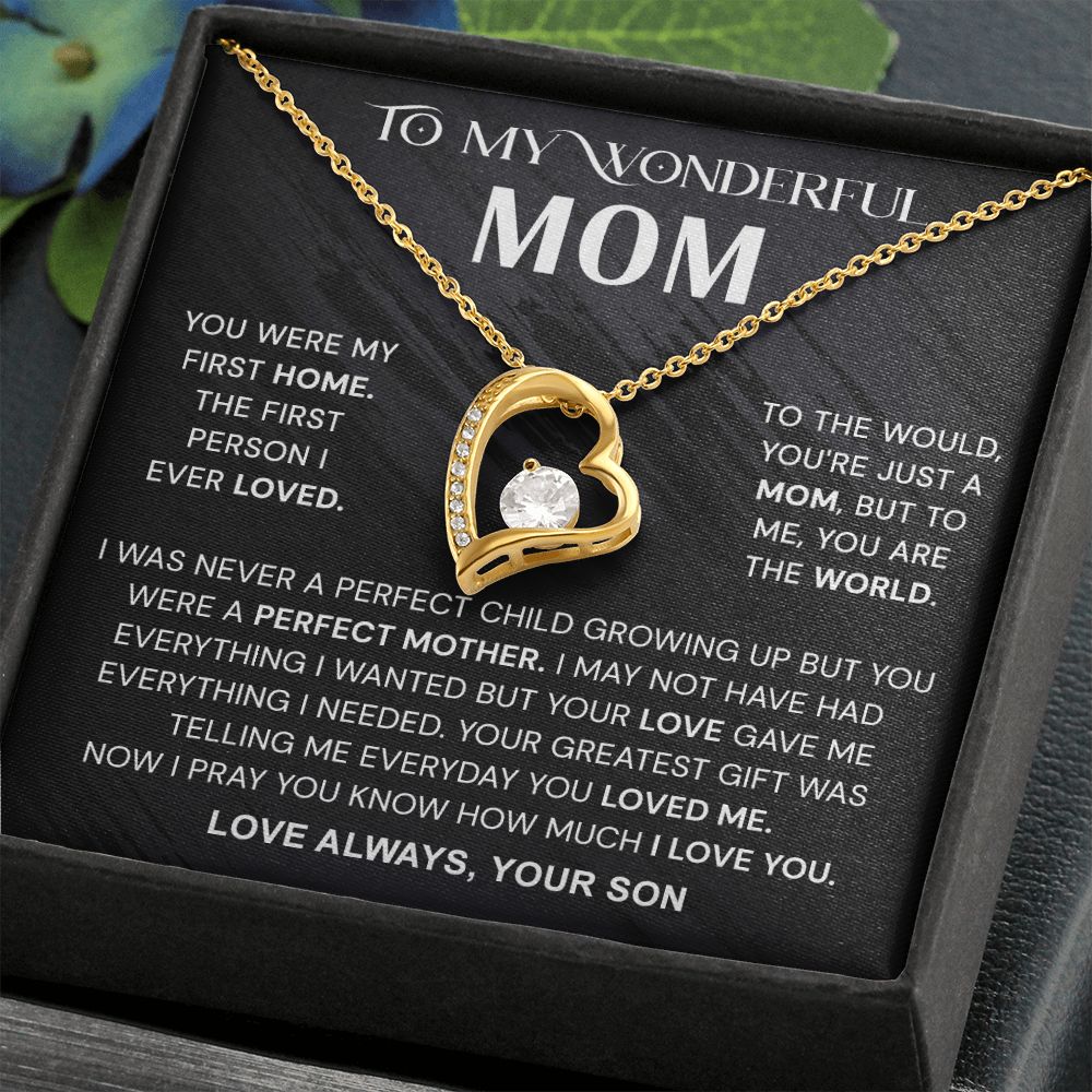 To My Wonderful Mom Necklace, Mom From Son Gift, Gift for Mother's Day From Son, Gift for Mom, Mother Gift from Son Necklace, Son to Mom Gifts, Mom gifts, Mothers Day Gift From Son Forever Love Necklace