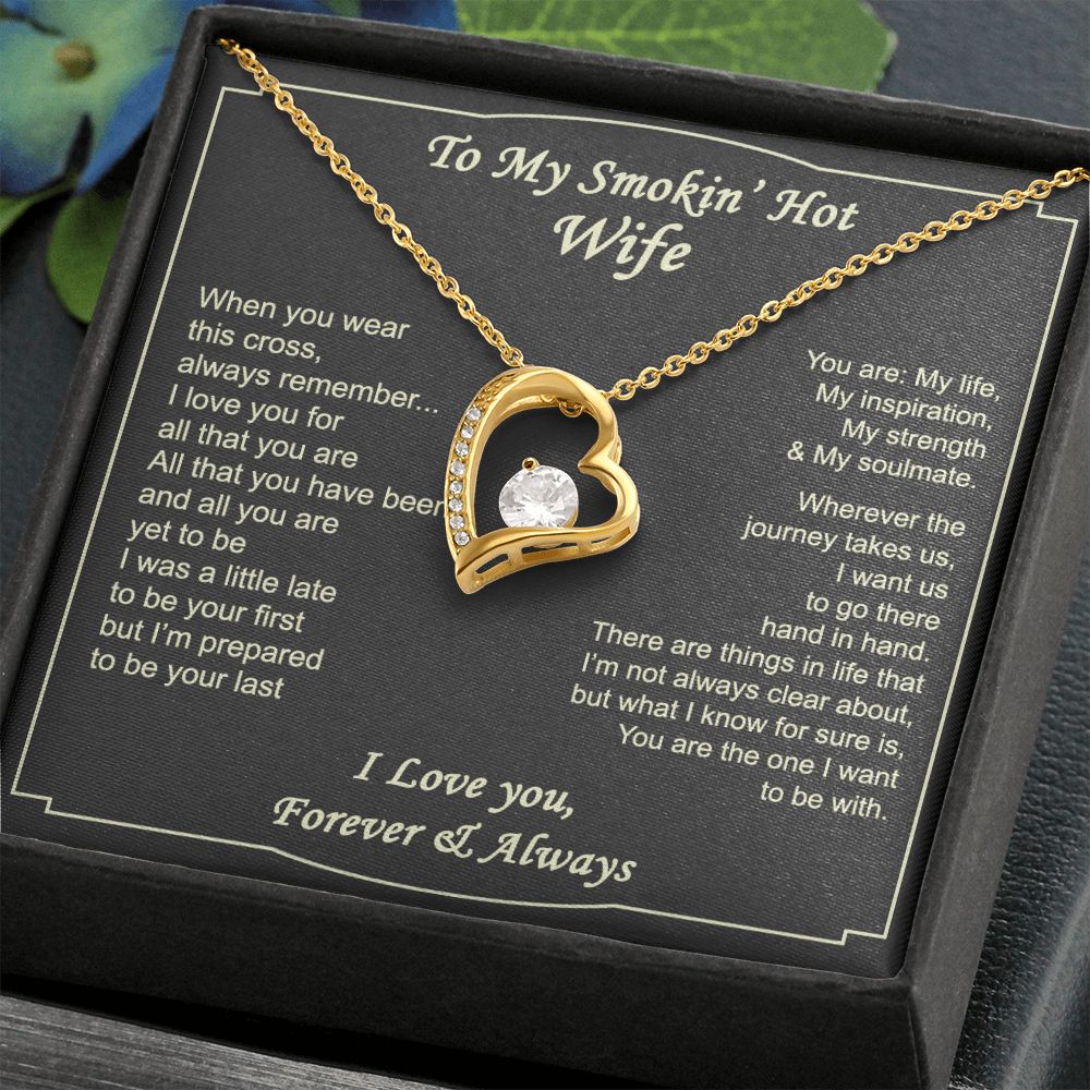 To My Smokin Hot Wife Necklace, Wedding Anniversary Jewelry For Women, Necklace For Wife from Husband, Gifts For Wife Birthday Gifts Necklace, Jewelry With Message Card In A Gift Box2 Forever Love Necklace