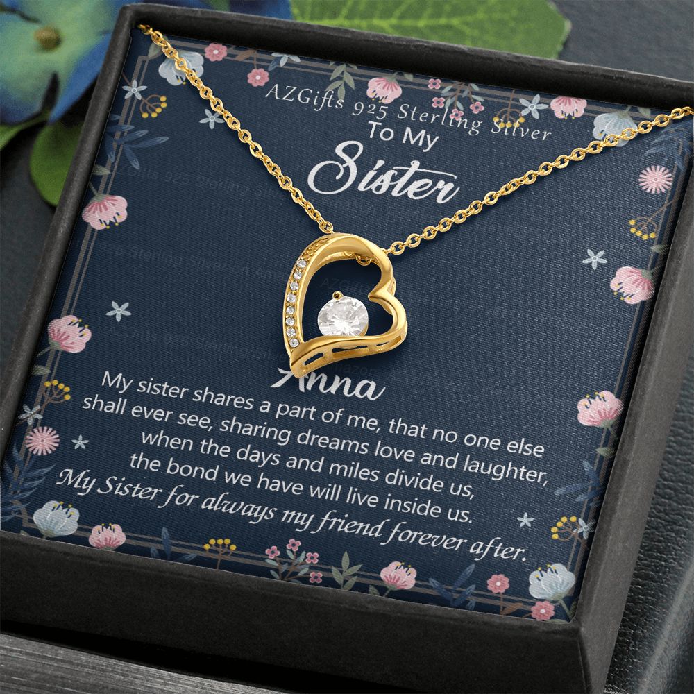 To My Sister Necklace, Pendant Inspirational Jewelry for Women Teen Girl, Keepsake Family and Friendship Gifts, Gift for Sisters, Necklace for Sisters, Sisters Jewelry 301 Forever Love Necklace