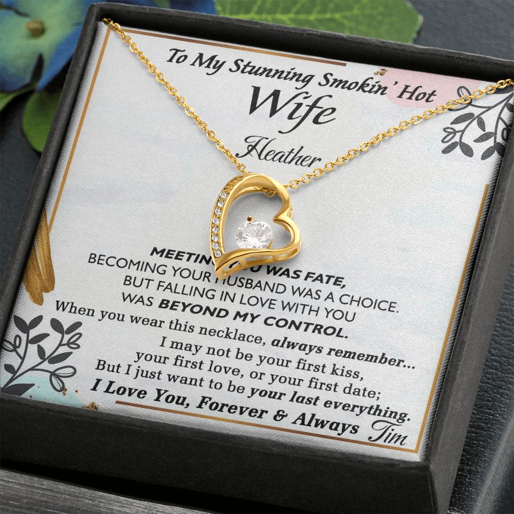 To My Wife Necklace from Husband, Personalized Necklace for Women, Luxury Necklace for Wife from Man Men, Wedding Anniversary Present For Wife, Beautiful Wife Jewelry Christmas Birthday Gift For Wife22 Forever Love Necklace