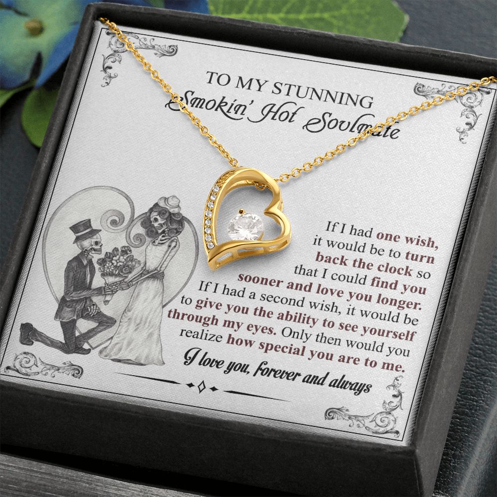 To My Soulmate Necklace for Women Birthday Valentines Day Jewelry Gifts For My Wife with Message Card Box Personalized Gift Present Pendant for Future Wife Soulmate Girlfriend Love 6 Forever Love Necklace