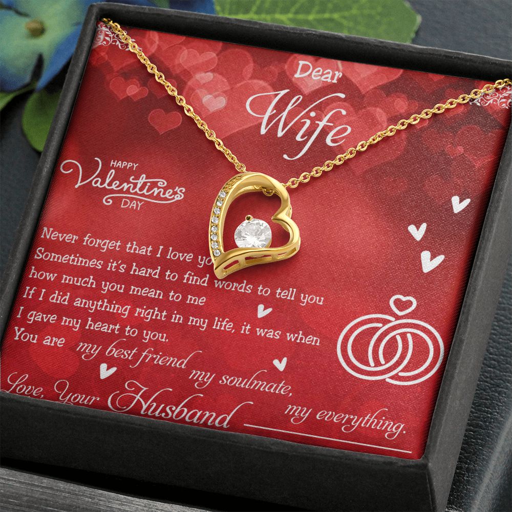To My Wife Necklace, Wedding Anniversary Jewelry For Women, Necklace For Wife from Husband, Gift For Wife Birthday Gifts From Husband Necklace, Jewelry With Message Card In A Gift Box4 Forever Love Necklace