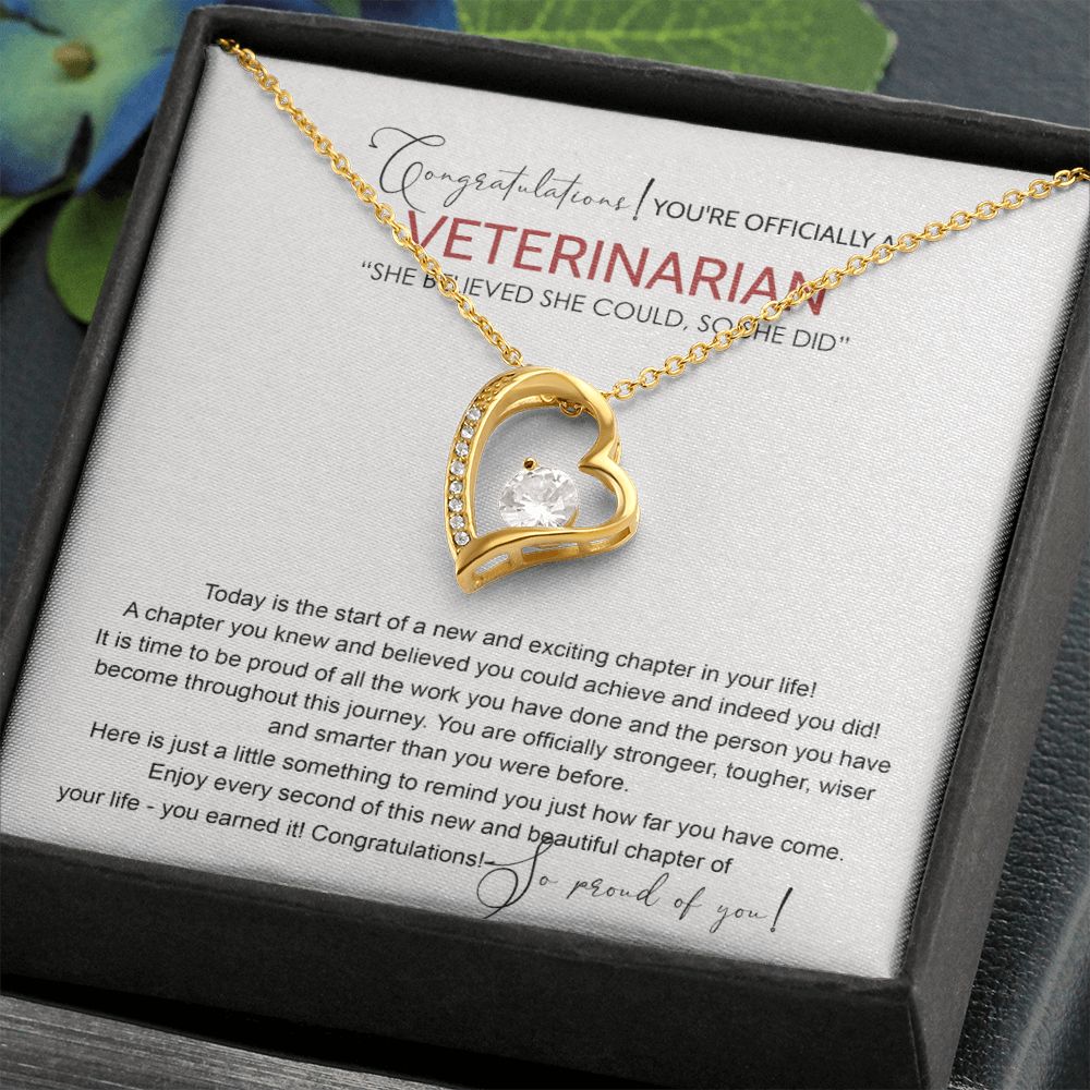 Veterinarian Graduation Gift Necklace, Doctor of Veterinary Medicine Degree Graduation Gifts Necklace Congrats Graduation Pendants Veterinarian Necklace Gift For Her Daughter Granddaughter Forever Love Necklace