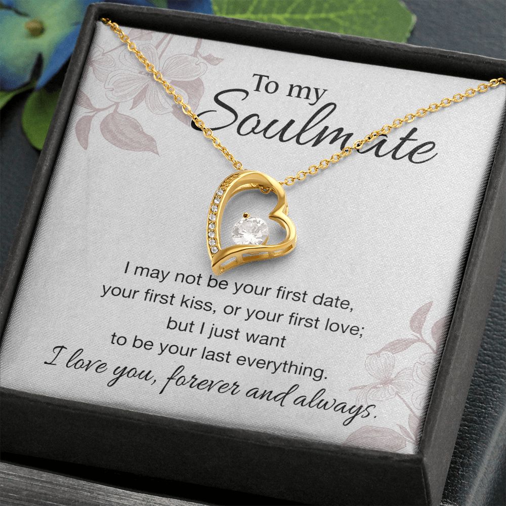 To My Soulmate Necklace for Women Birthday Valentines Day Jewelry Gifts For My Wife with Message Card Box Personalized Gift Present Pendant for Future Wife Soulmate Girlfriend Love 3 Forever Love Necklace