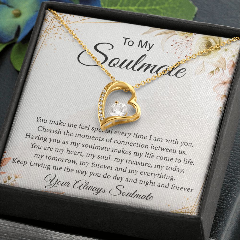To My Soulmate Necklace for Women Birthday Christmas Jewelry Gifts For My Wife with Message Card Box Personalized Gift Present Pendant for Future Wife Soulmate Girlfriend Love 26 Forever Love Necklace