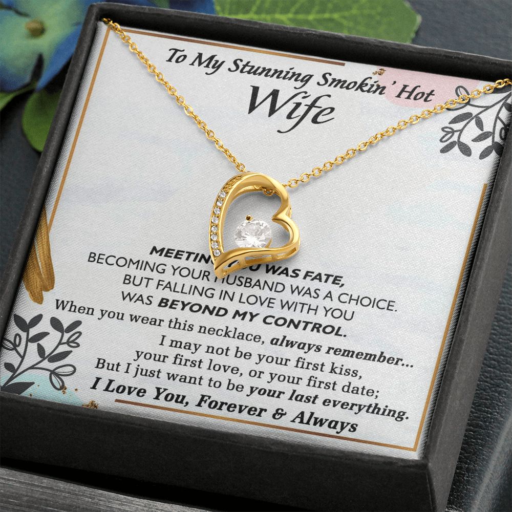 To My Smokin Hot Wife Necklace, Wedding Anniversary Jewelry For Women, Necklace For Wife from Husband, Gifts For Wife Birthday Gifts Necklace, Jewelry With Message Card In A Gift Box Forever Love Necklace