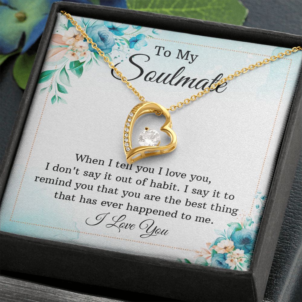 To My Soulmate Necklace for Women Birthday Christmas Jewelry Gifts For My Wife with Message Card Box Personalized Gift Present Pendant for Future Wife Soulmate Girlfriend Love 12 Forever Love Necklace