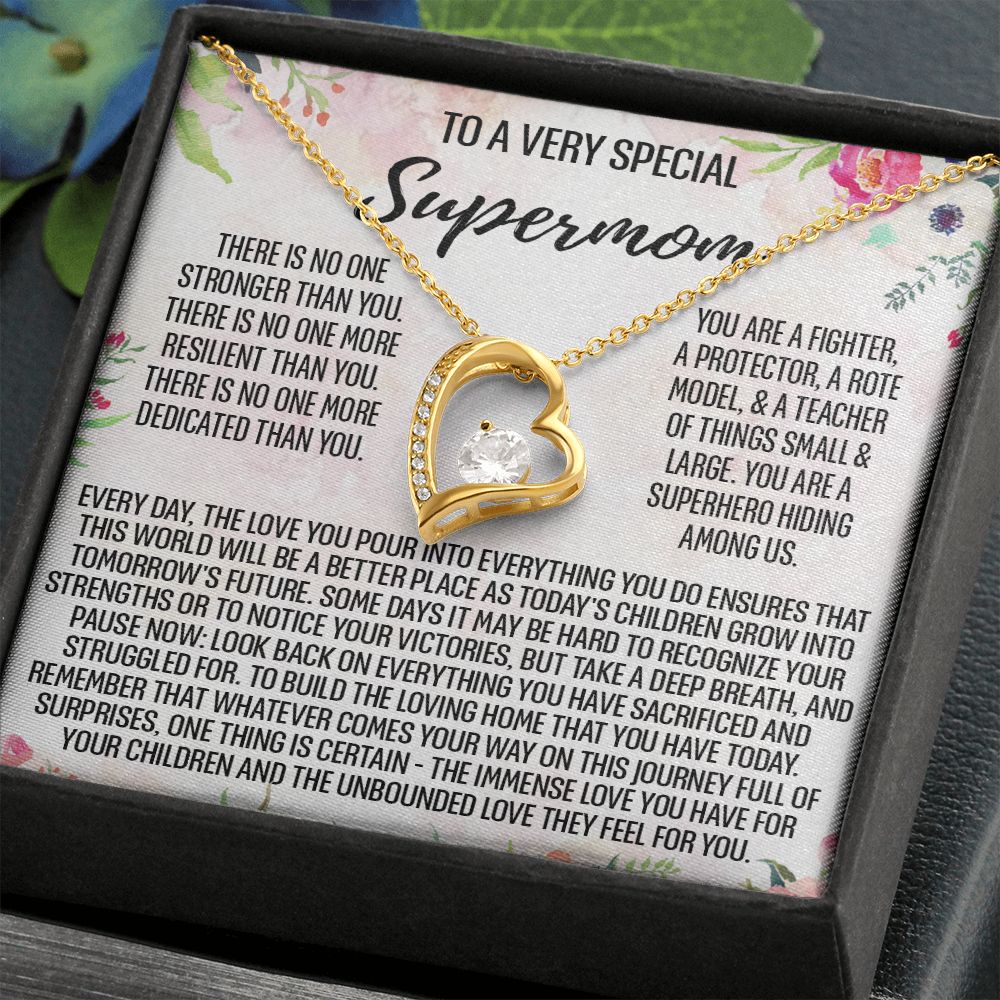 To Supermom Mom Necklace Gift for Single Mother Necklace Holiday, Christmas, Birthday Present for Single Mother, Super Mom, Mother's Day Gift Mom Jewelry for Women 301 Forever Love Necklace