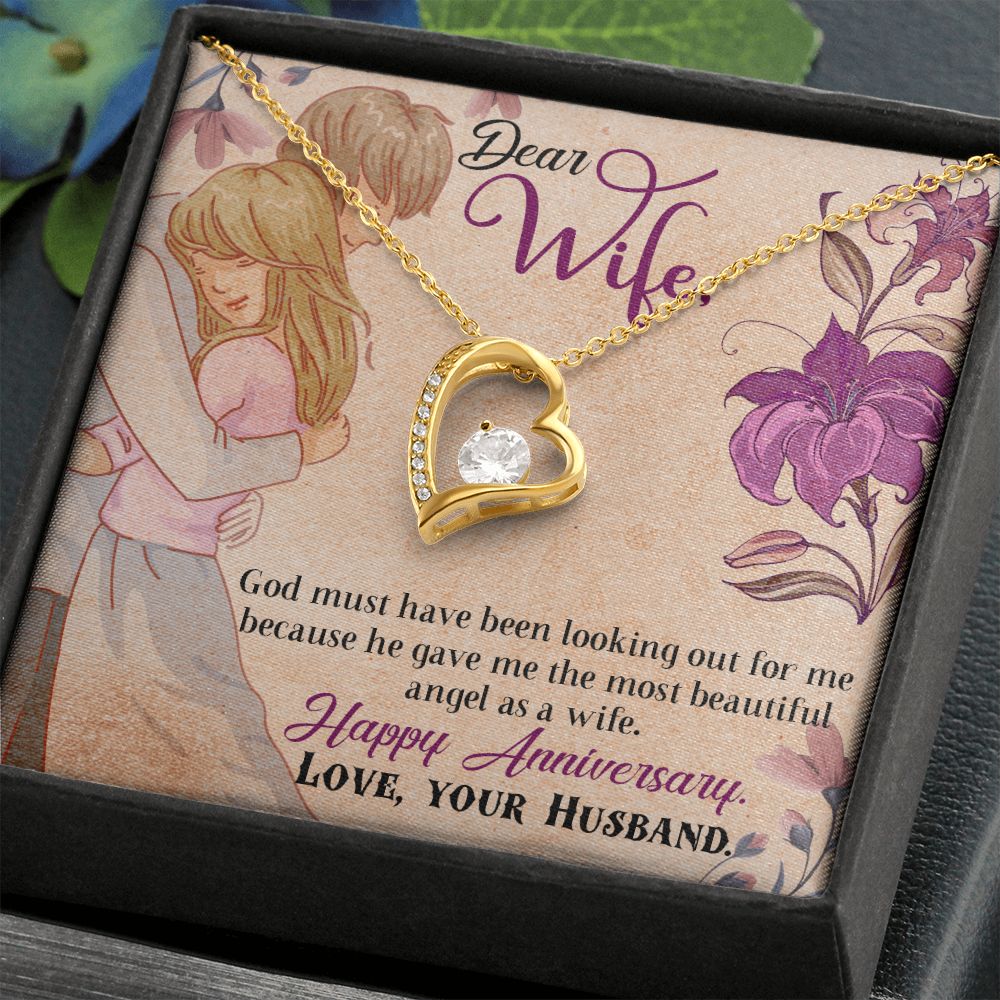 To My Wife Necklace, Wedding Anniversary Jewelry For Women, Necklace For Wife from Husband, Gift For Wife Birthday Gifts From Husband Necklace, Jewelry With Message Card In A Gift Box7 Forever Love Necklace
