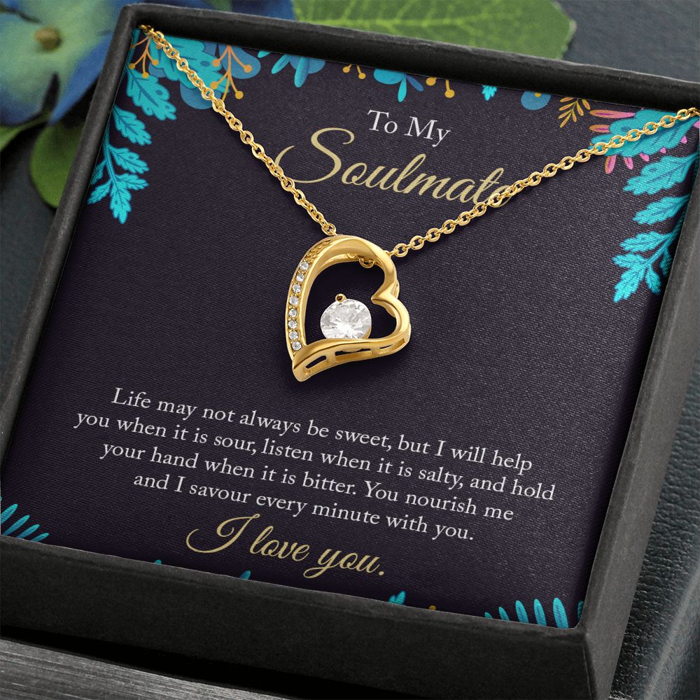 To My Soulmate Necklace for Women Birthday Christmas Jewelry Gifts For My Wife with Message Card Box Personalized Gift Present Pendant for Future Wife Soulmate Girlfriend Love 16 Forever Love Necklace