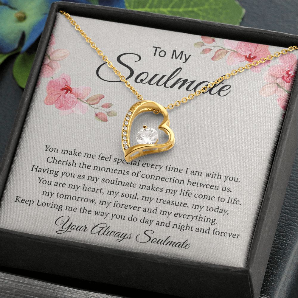 To My Soulmate Necklace for Women Birthday Christmas Jewelry Gifts For My Wife with Message Card Box Personalized Gift Present Pendant for Future Wife Soulmate Girlfriend Love 27 Forever Love Necklace
