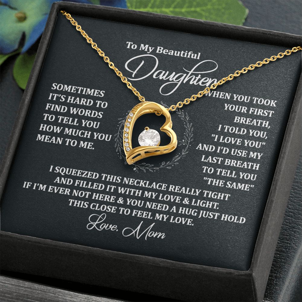 Mother Daughter Gift Ideas, To My Daughter Gift Necklace from Mom, Jewelry Pendant Present for Daughter, Birthday Christmas Gift Graduation Gifts for Daughters, Mother and Daughter Necklace 2135 Forever Love Necklace