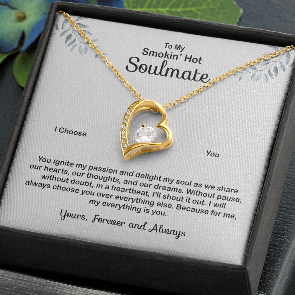 To My Soulmate Necklace for Women Birthday Valentines Day Jewelry Gifts For My Wife with Message Card Box Personalized Gift Present Pendant for Future Wife Soulmate Girlfriend Love 4 Forever Love Necklace