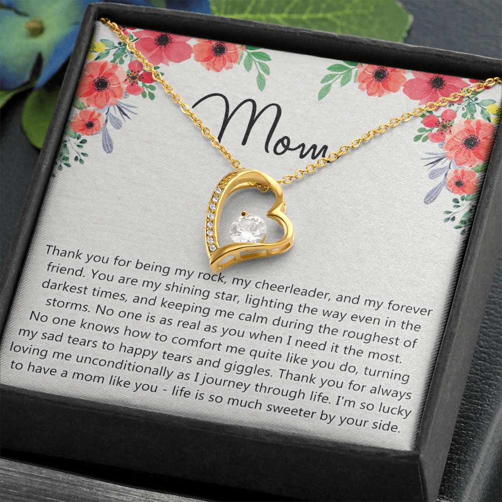 To My Mom Gift Necklace for Mother Daughter Jewelry, Thank You Mom Gift, Gift for Mom from Daughter to Mother Necklace Pendant Jewelry Box for Mom on Mother's Day Birthday Forever Love Necklace
