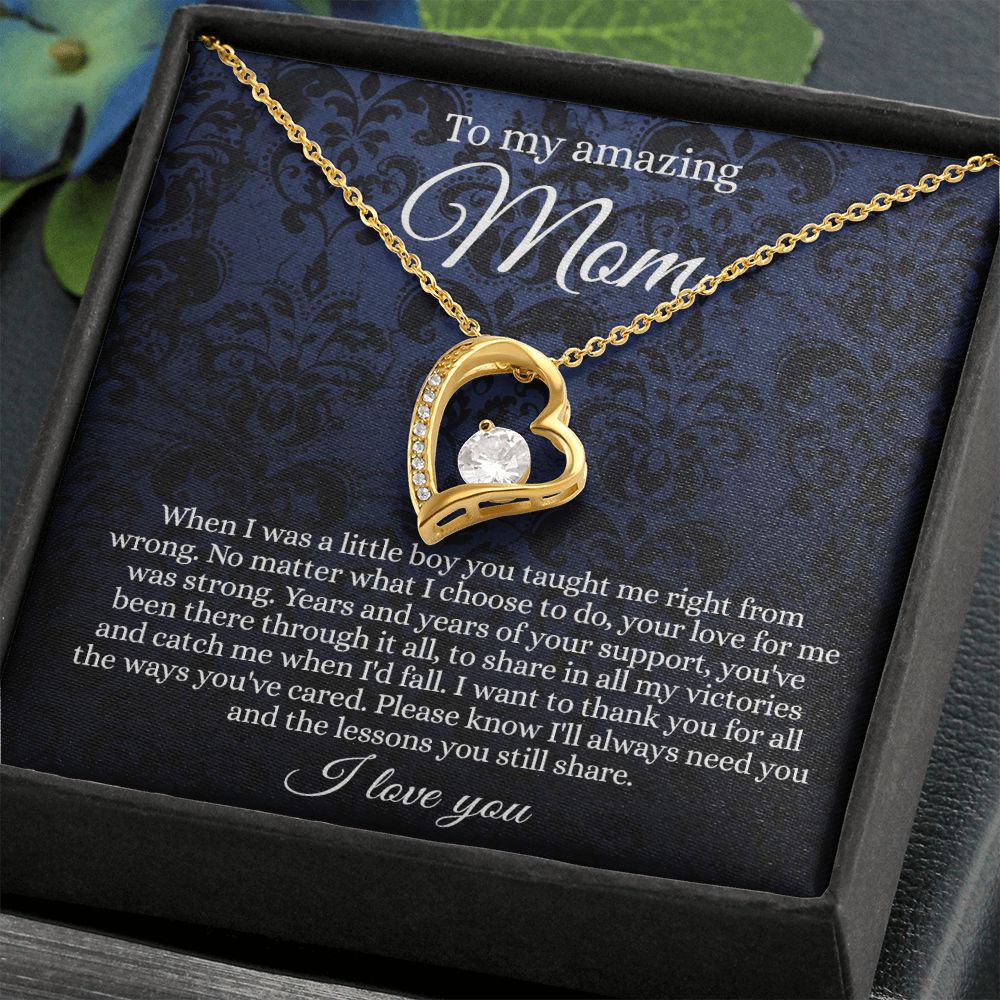 Gift for Mom Necklace, To My Beautiful Mom Love Knot Necklace Card, Mother’s Day Gift For Mom From Son, Thank You Mom Gift, Custom Jewelry Necklace For Mom Forever Love Necklace