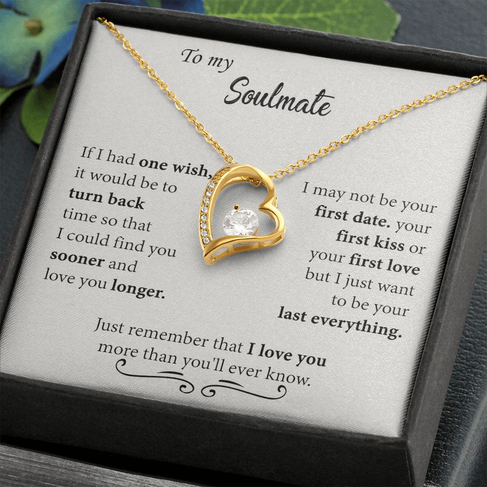 To My Soulmate Necklace for Women Birthday Christmas Jewelry Gifts For My Wife with Message Card Box Personalized Gift Present Pendant for Future Wife Soulmate Girlfriend Love 24 Forever Love Necklace