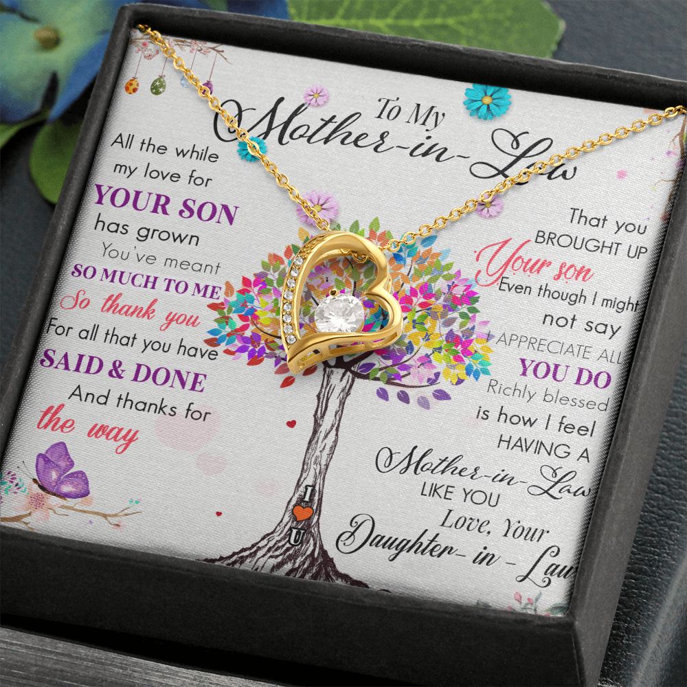 Mother in Law Necklace, Jewelry for Women, Future Mother in Law Gifts from Daughter in Law, Mother of Bride Gifts For Mother in Law, Birthday Gifts For Mother In Law From Daughter In Law72323 Forever Love Necklace