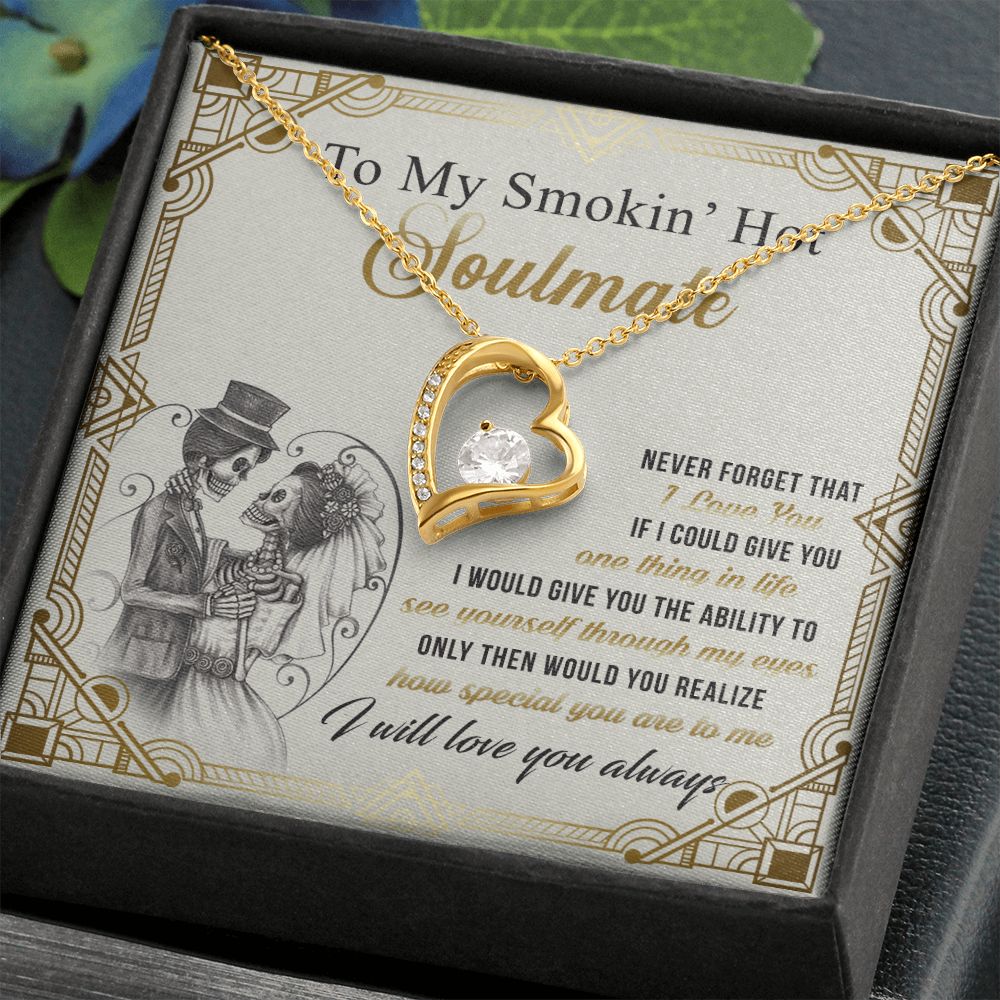To My Smokin Hot Soulmate Necklace - Wife Gifts From Husband To My Wife Necklace, Gift for Her Romantic, Girlfriend Gifts Necklace for Wife from Men Includes Message Card and Gift Box 9 Forever Love Necklace