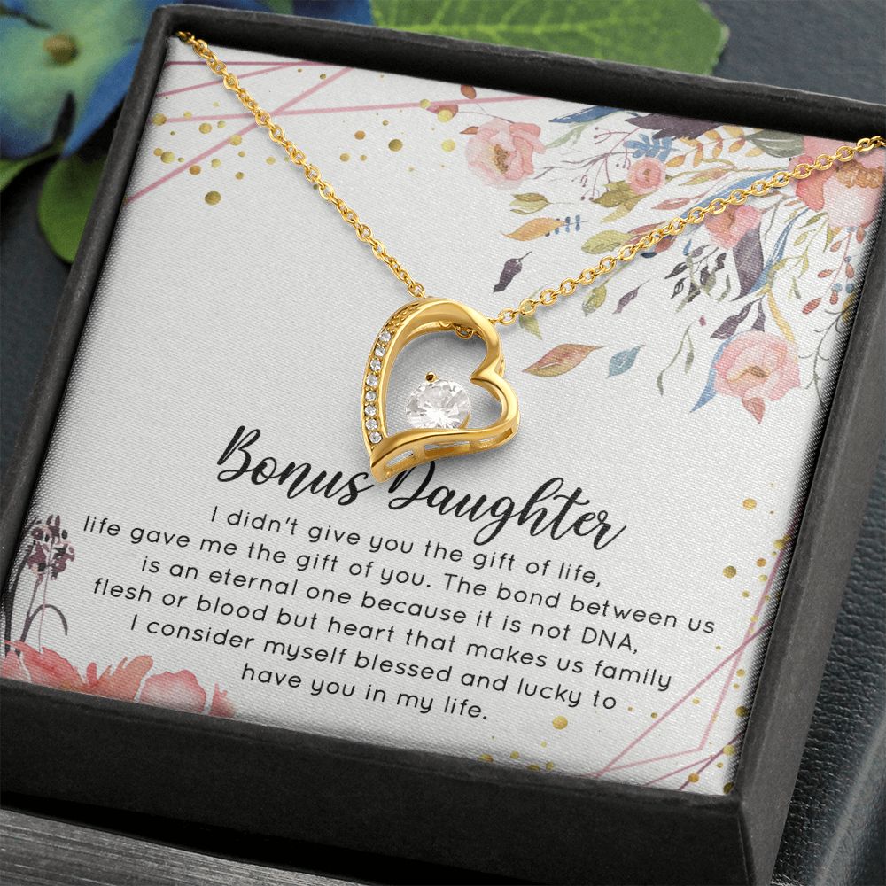 Bonus Daughter Gifts From Stepdad, Step Daughter Gifts From Stepmom, Stepdaughter Gifts From Stepdad, Father Stepdaughter Necklace, To My Bonus Daughter Necklaces, Christmas Gifts For Bonus2 Forever Love Necklace