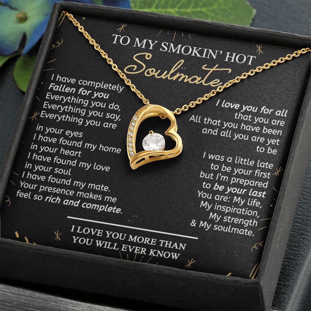 To My Smokin Hot Soulmate Necklace - Wife Gifts From Husband To My Wife Necklace, Gift for Her Romantic, Girlfriend Gifts Necklace for Wife from Men Includes Message Card and Gift Box 21 Forever Love Necklace